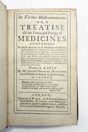 Item #401881 De Viribus Medicamentorum: or, A Treatise on the Virtue and Energy of Medicines....