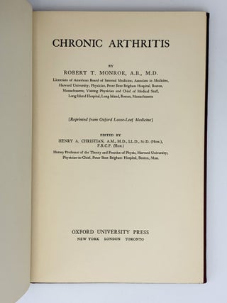 Item #402025 Chronic Arthritis.; Edited by Henry A. Christian. Robert T. MONROE