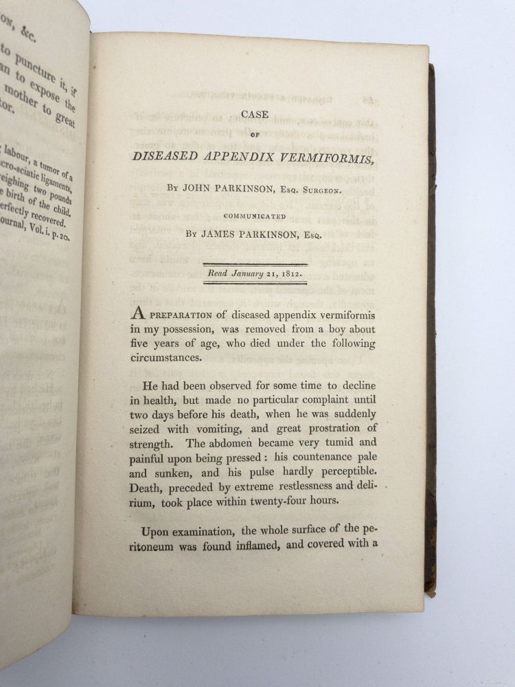 Item #402044 "Case of diseased appendix vermiformis".; In: Medico-Chirigical Transactions. Vol. 3. John William Keys PARKINSON.