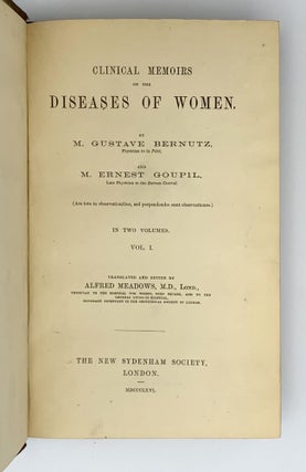 Item #402047 Clinical Memoirs on the Diseases of Women.; Translated and edited by Alfred Meadows....