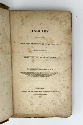 Item #402101 An Inquiry Concerning that Disturbed State of the Vital Functions usually...