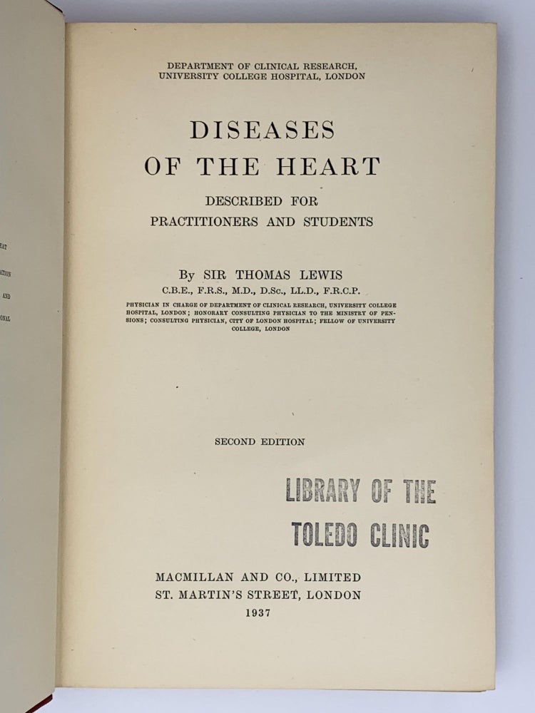Item #402129 Diseases of the Heart. Thomas LEWIS.