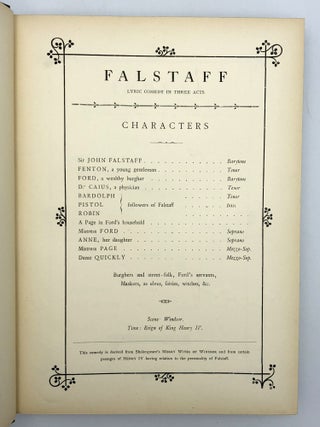 Falstaff. Lyrical Comedy in Three Acts