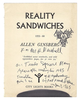 Autograph note, on title of Reality Sandwiches. Allen GINSBERG.