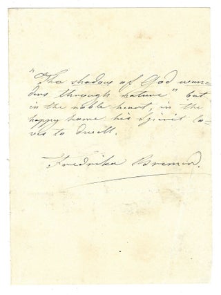 Item #404250 Autograph quotation signed, undated. Fredrika BREMER