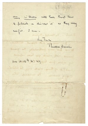 Autograph letter signed ("Theodore Dreiser") to Geoffrey Parsons of the New York Herald Tribune, New York, 1 May 1931