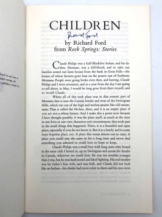 Signed publisher's advertising brochure for: Rock Springs: Stories