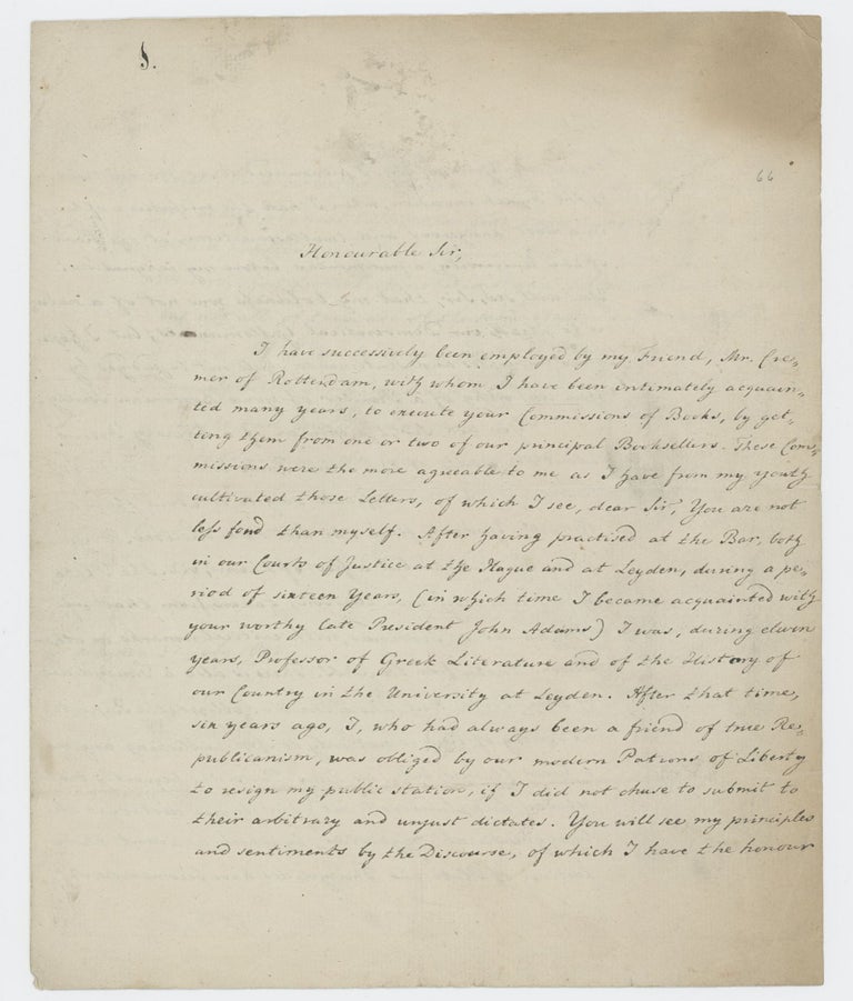 Item #404995 Autograph letter signed (“John Luzac”) to Theophilus Parsons, Leiden, 17 July 1803. John LUZAC.