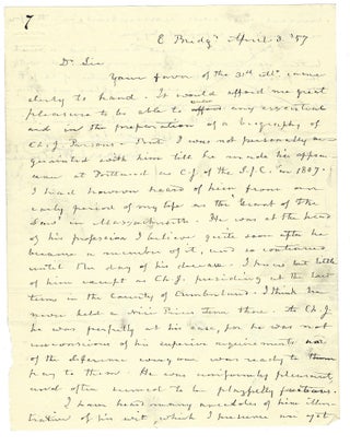 Item #405002 Autograph letter signed to Theophilus Parsons, Jr., East Bridgewater, 3 April 1857....