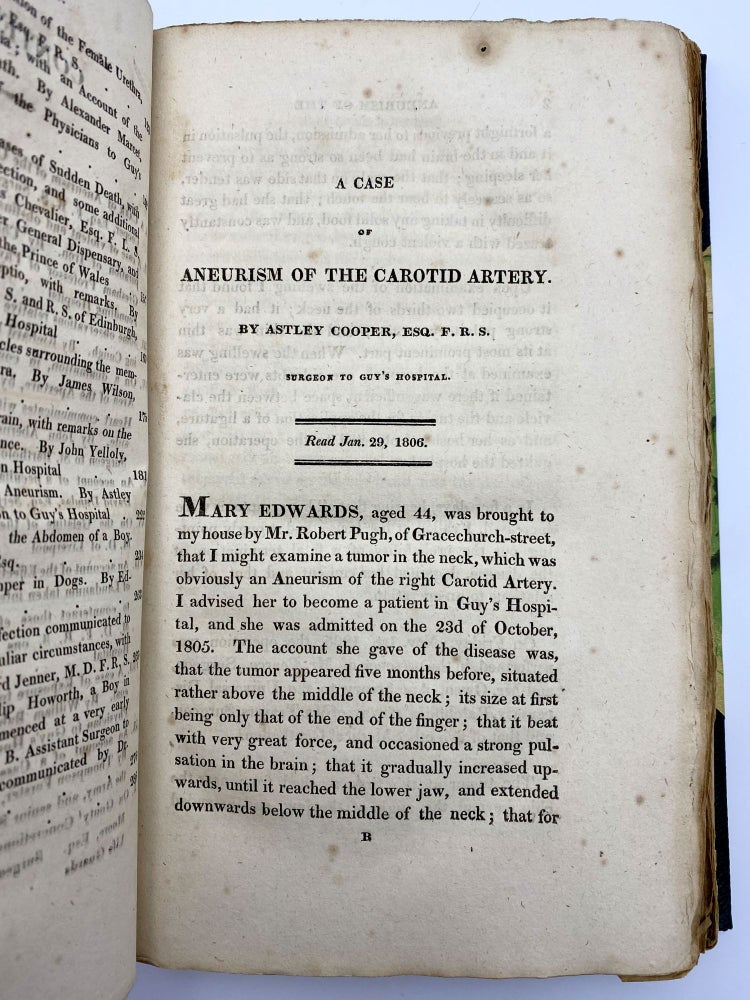 Item #405479 "A case of aneurism of the carotid artery". In: Medico-Chirurgical Transactions. Volume 1. Sir Astley Paston COOPER.