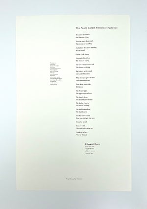 Item #406125 The Poem Called Alexander Hamilton [Broadside]. Ed DORN