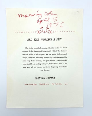 Item #406141 All the World's a Pun [Broadside]. Marvin COHEN