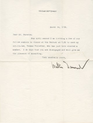 Item #406501 Typed letter signed, 1936. Walter DAMROSCH
