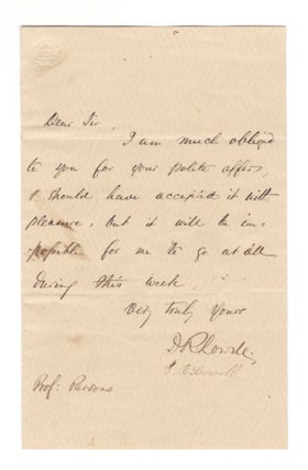 Item #406502 Autograph letter signed, n.d. James Russell LOWELL