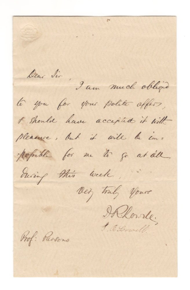 Item #406502 Autograph letter signed, n.d. James Russell LOWELL.