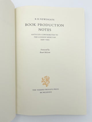 Book Production Notes: Articles Contributed to the London Mercury, 1920-1925