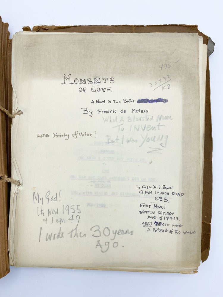 Item #409300 The heavily revised typescript of "Moments of Love," Bason's unpublished first novel, written as a teenager in London, ca 1925. Frederick BASON.