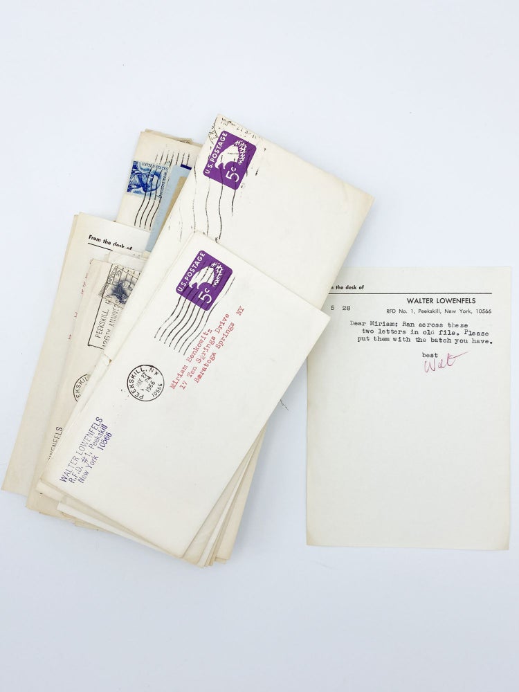 Item #409442 A fine literary file of 37 letters and notes to Miriam Benkovitz, professor of English at Skidmore College in Saratoga Springs, New York; nearly all written in Peekskill, NY, 1965-1969. Walter LOWENFELS.