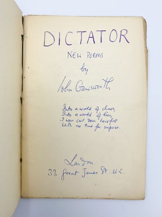 Item #409556 Autograph manuscript signed of his book 'New Poems' (London: Martin Secker, 1939)....
