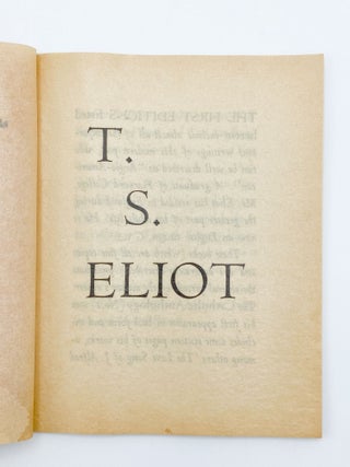 Item #409690 Housatonuc Bookshop: T. S. Eliot. ELIOT, homas, tearns