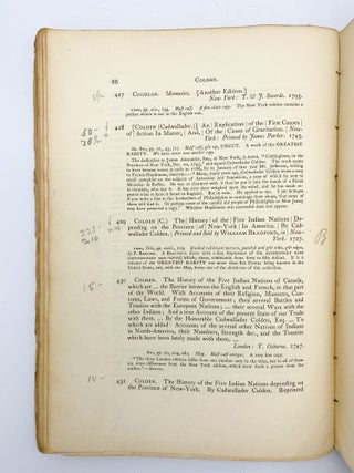 Catalogue of the Books, Manuscripts and Engravings Belonging to William Menzies of New York -List of Prices...