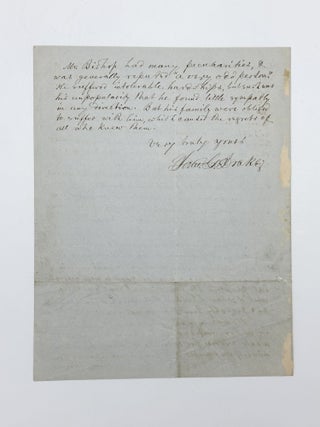 Autograph letter signed ("James G. Drake") to W. Elliott Woodward, being an account of the life of Samuel G. Bishop; Boston, 8 June 1866