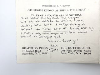 Autograph letter signed twice, to "Bookfriends at The Hallen School", circa 1977-78