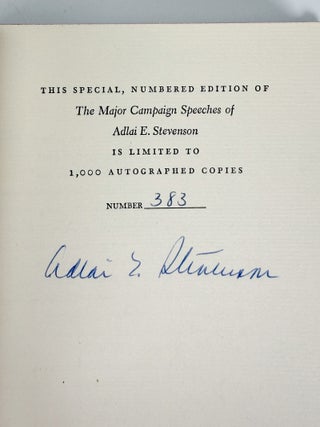 Major Campaign Speeches of Adlai E. Stevenson, 1952