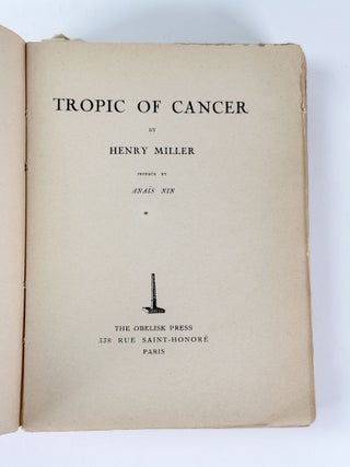 Item #411150 Tropic of Cancer. Henry MILLER